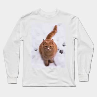 Ginger Kitten in Snow Long Sleeve T-Shirt